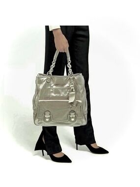 Coach Poppy Pushlock NS 17924 Crackled Textured Leather